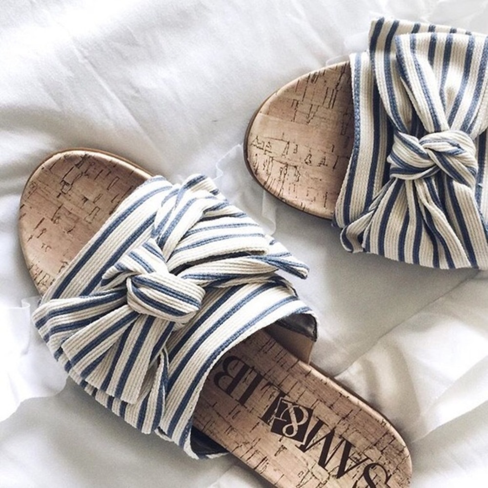 Sam & Libby Nevada Striped Bow Slide Sandal